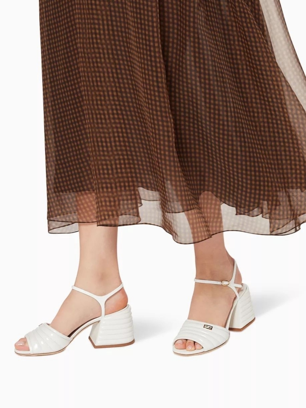 Fendi White Leather Slingback Heels 36.5